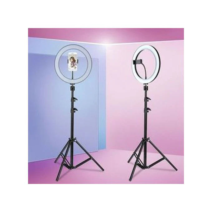 LED Ring light 10 Inch \ 26 cm With 7.5ft Metal Tripod Stand And Mobile Phone Holder Black LED Ring light 10 Inch \ 26 cm With 7.5ft Metal Tripod Stand And Mobile Phone Holder Black